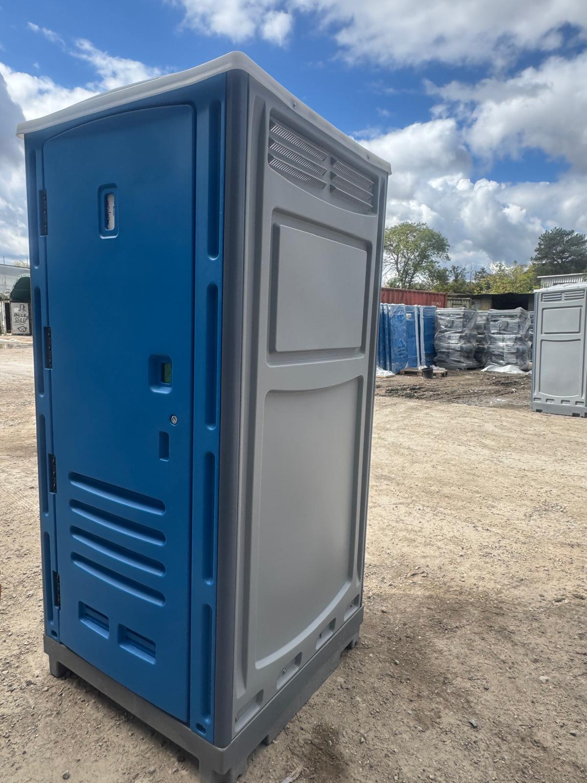 Portable toilet exterior, side view
